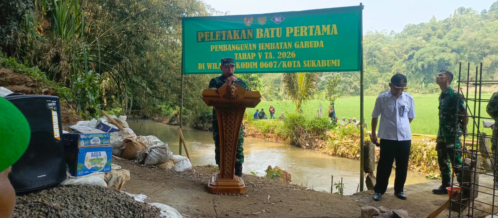 PELETAKAN BATU PERTAMA PEMBANGUNAN JEMBATAN GARUDA TAHAP V TA. 2026 DI WILAYAH TERITORIAL KODIM 0607/KOTA SUKABUMI